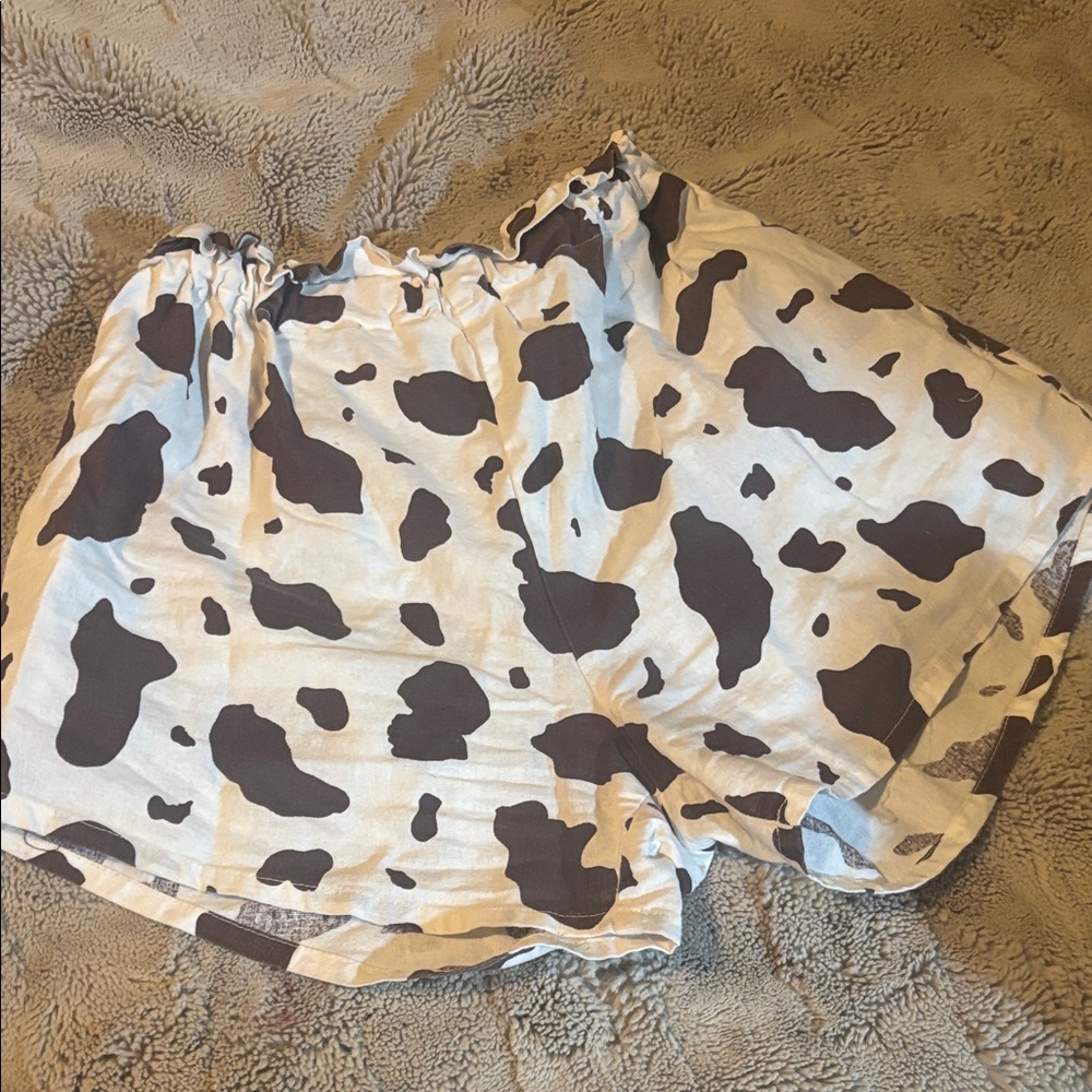 High Waist Cow Print Women's Shorts